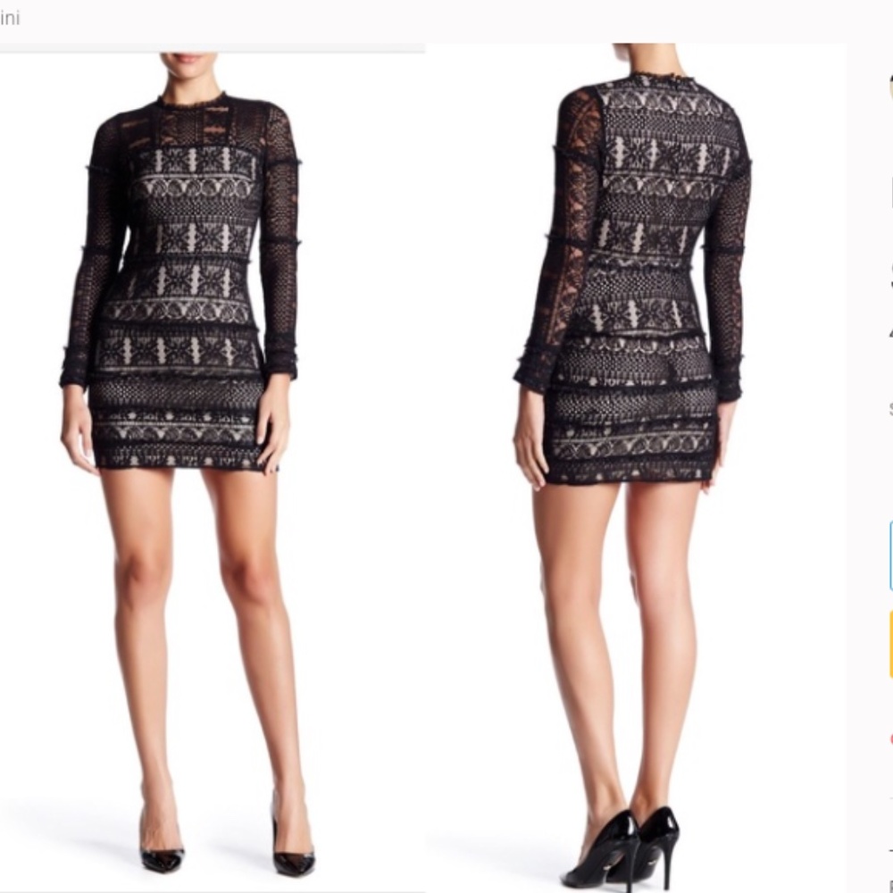 Parker Julie Lace Combo Mini Dress Long Sleeve - Small - Picture 3 of 14